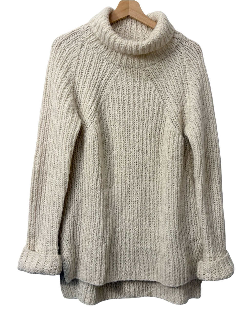 kate spade live colorfully chunky knit turtleneck Wool high low sweater Size S